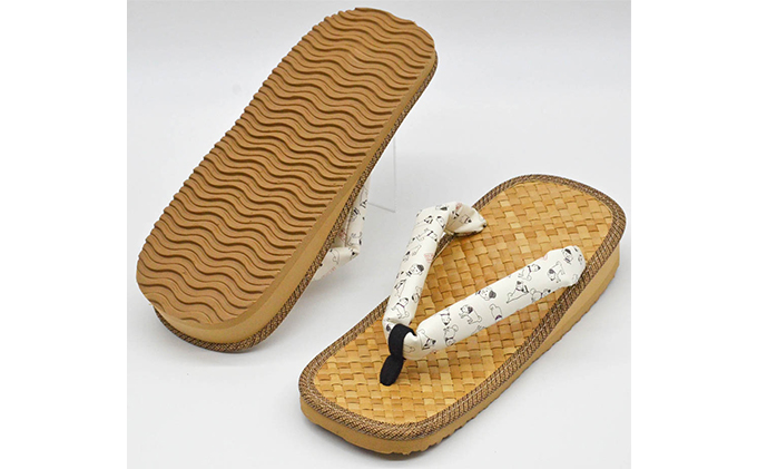 信貴×雪丸 ゆきまる雪駄 屋内屋外兼用 BrW（前坪：黒） 履物 和 和テイスト お祭り お祭り衣装 小物 屋内外兼用 室内で履ける 太めの鼻緒 伝統的履物 手作業 日本の伝統 柄入り鼻緒 