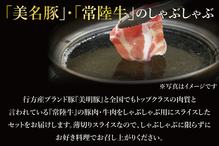 茨城県行方市のふるさと納税 J-3 美明豚×常陸牛（しゃぶしゃぶ用）1.2kg