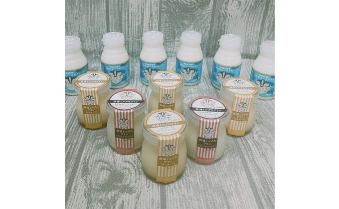 愛知牧場 冷蔵スイーツセット（飲むヨーグルト6本＆プリン6個） 乳飲料 ドリンク お菓子 生乳 グラニュー糖 新鮮 牛乳 贅沢 カスタード カラメル 杏仁プリン 