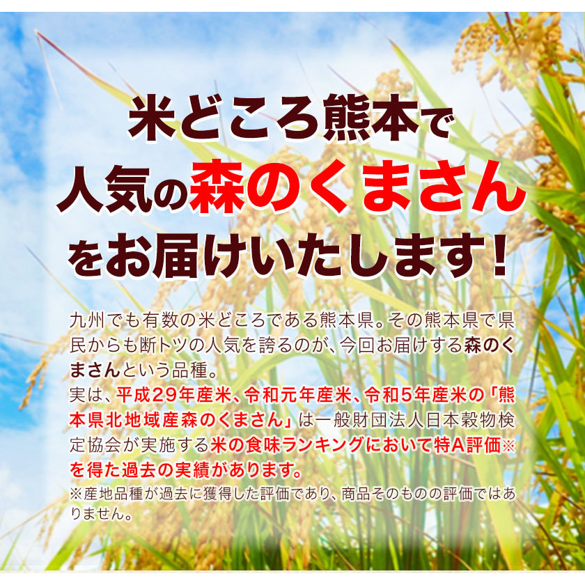 熊本県御船町のふるさと納税 新米 令和7年産 無洗米 も 選べる 森のくまさん 10kg 5kg × 2袋  白米 熊本県産 単一原料米 森くま《10月中旬-12月末頃出荷》《精米方法をお選びください》送料無料