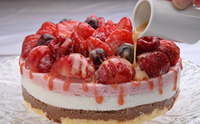 アイス ケーキ Strawberry Fields 福岡産 あまおう 苺 ゴロゴロジェラート 5号 配送不可 離島 スイーツ ひんやり 誕生日 お祝い 記念日 イベント 苺のアイスケーキ 