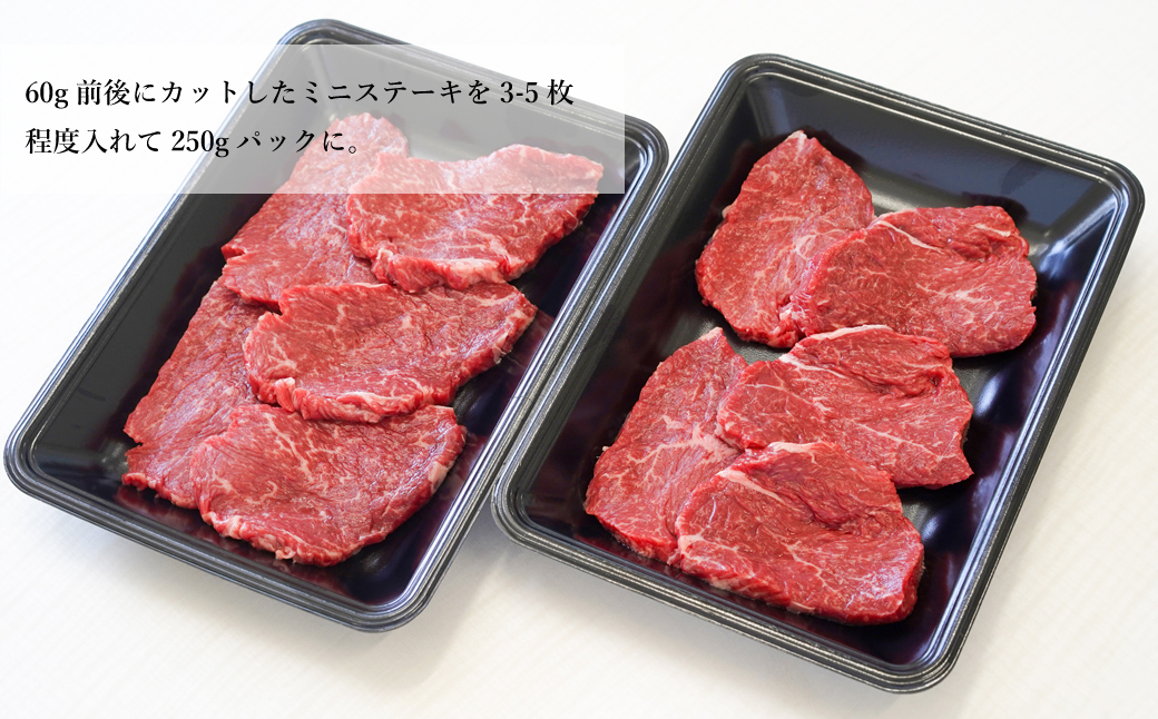 淡路牛 赤身ミニステーキ　計500g（250g(3枚～5枚)×2パック）　[小分け 牛肉 人気 赤身肉]