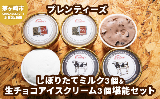 【神奈川県茅ヶ崎市】プレンティーズ しぼりたてミルク&生チョコアイスクリーム堪能セット 各3個 計6個 アイスクリーム ミルクアイス アイス チョコアイス チョコレートアイス 生チョコ ローカルアイス お取り寄せ 送料無料 神奈川県 茅ヶ崎市