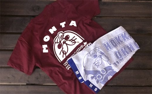 17-94 【年内配送12月15日入金まで】ゆるキャラ紋太グッズ(Tシャツ[バーガンディーS]、タオル[ブルー]) within2025