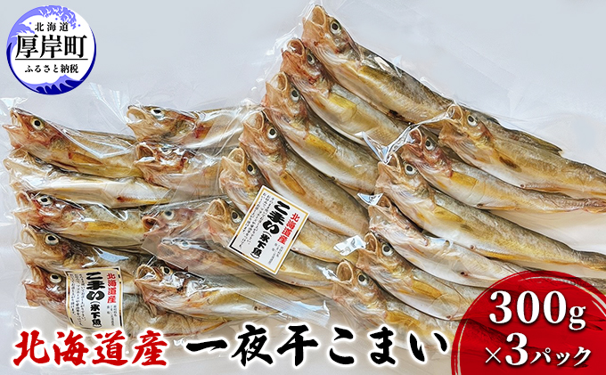 北海道産 一夜干し こまい 300g×3パック (合計900g) 魚貝類 干物 加工品 魚 魚の一夜干し ご飯が進む ご飯のお供 おかず つまみ 