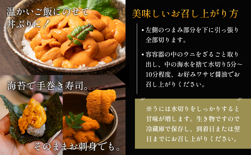 先行予約 【礼文島リボンプロジェクト】北海道 礼文島産  塩水ウニ （ エゾバフンウニ ）100g×2  生うに うに 雲丹  魚貝類 海の幸 海鮮 