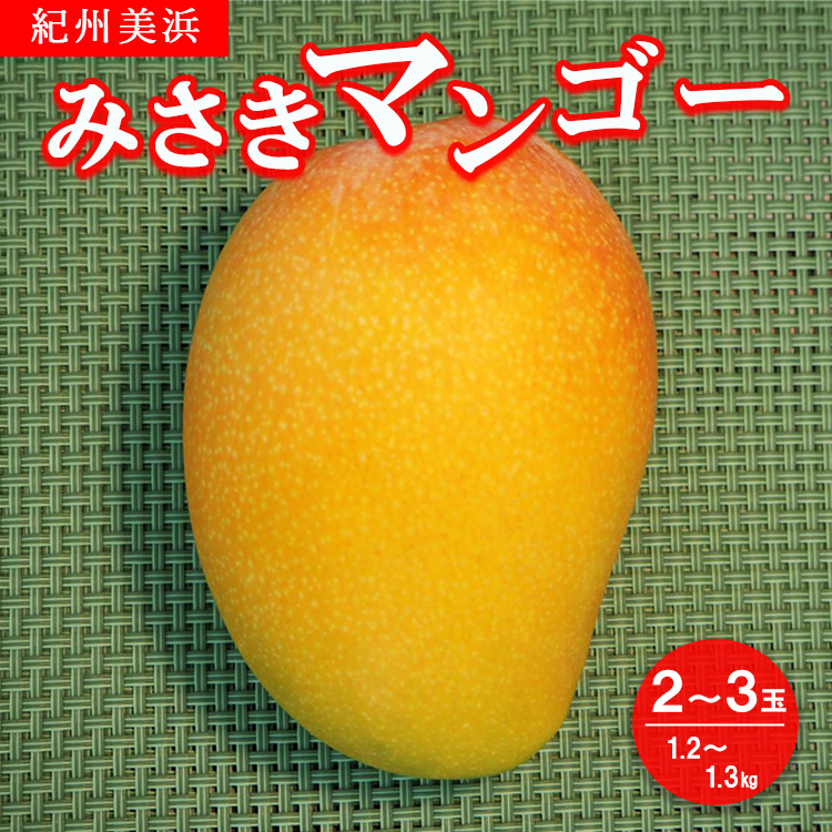 紀州美浜みさきマンゴー2～3玉（1.2～1.3kg）
※離島への配送不可
※2025年7月下旬～9月上旬頃に順次発送予定