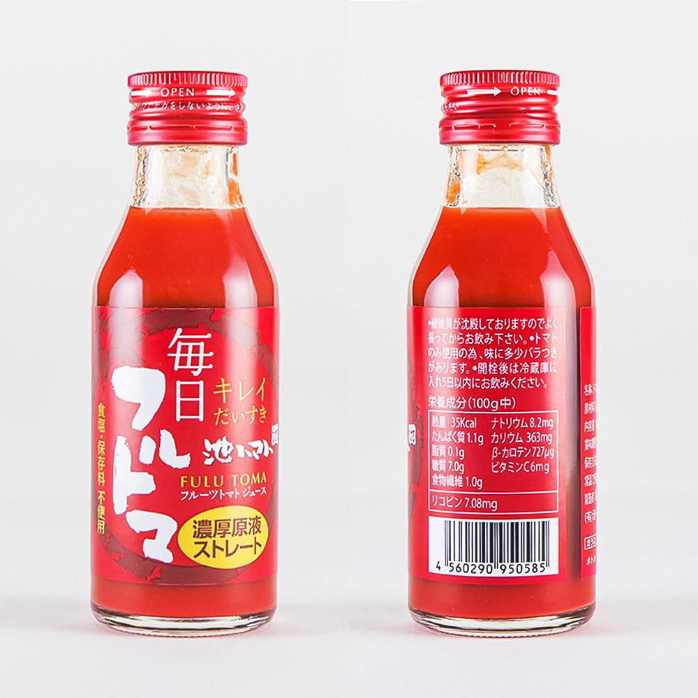 【池トマト】毎日フルトマ レッド 100ml×30本 箱入り トマトジュース 食塩無添加 1本に約5個分のフルーツトマト 糖度8度以上 トマト フルーツトマト 100％ジュース ドリンク ギフト