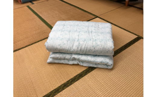 もめん綿入り（コットン100％）　肌掛け布団　二重ガーゼタイプ（ミントブルー）【CW106W】