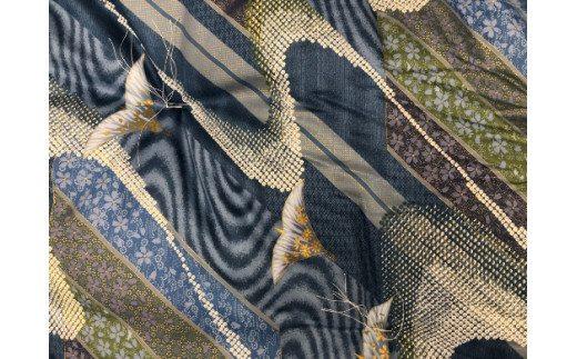 中級もめん綿入り布団　２枚　掛敷セット（お客様用に最適）向かい鶴柄【CW107W】