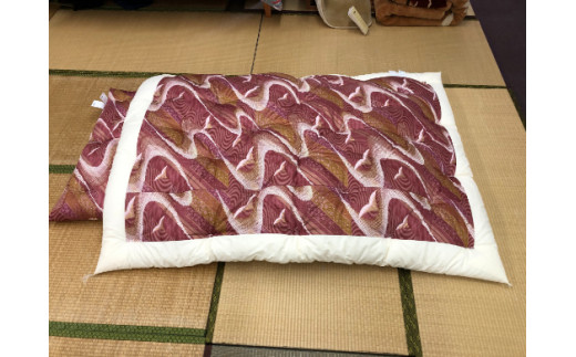 中級もめん綿入り布団　２枚　掛敷セット（お客様用に最適）向かい鶴柄【CW107W】