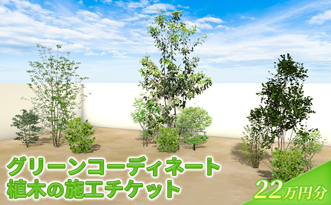 【福岡県朝倉市】植木の施工チケット 22万円分 植物 グリーン ビル マンション お庭 エントランス デザイン 植木施工 緑 サービス グリーンコーディネート
