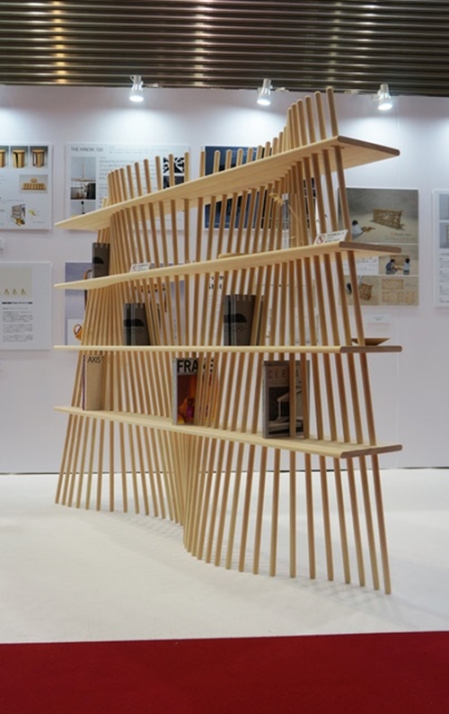 shell×shelf ／森庄銘木 ヒノキ 桧 インテリア ブックエンド シェル