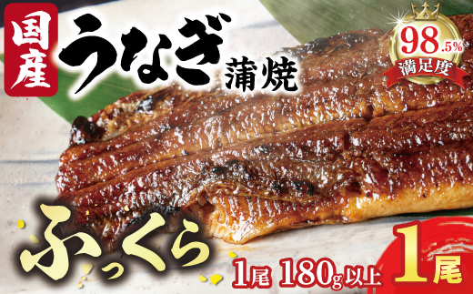 国産うなぎ　備長炭地焼き蒲焼き180g以上×1尾　タレ付き×1【FU01W】