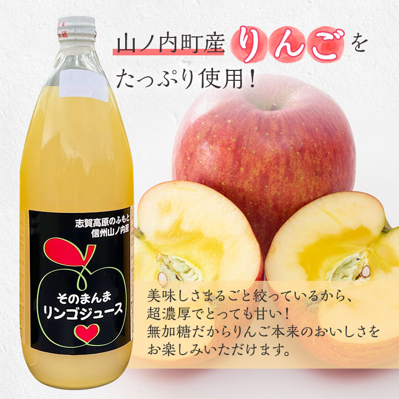山ノ内町産サンふじ使用！りんごジュース 1000cc×3本セット 果汁