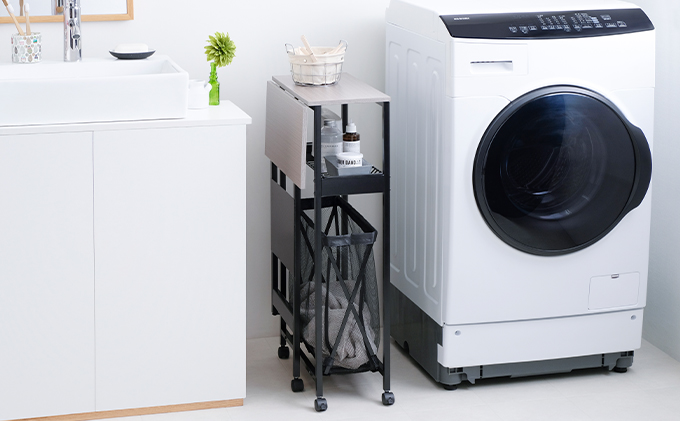 天板付きランドリーワゴン スリムタイプ バスケット付TLAW-B220ブラック ランドリーバスケット ストッカー 洗濯カゴ アイリスオーヤマ 