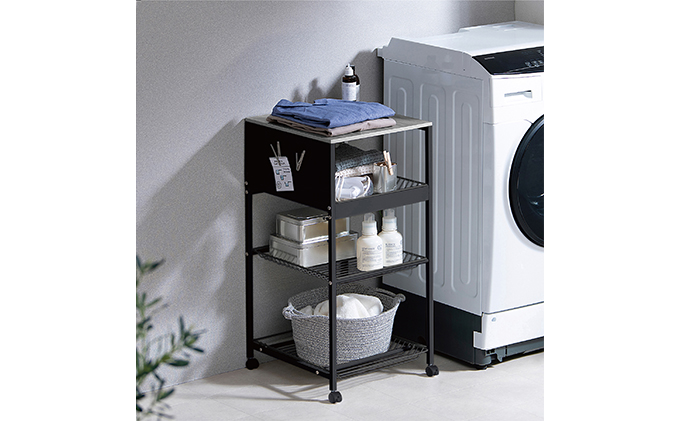 天板付きランドリーワゴン ワイドタイプ ワイヤーラック付TLAW-R420ブラック ストッカー 洗濯カゴ スリムタイプ ワイヤーラック付き アイリスオーヤマ 