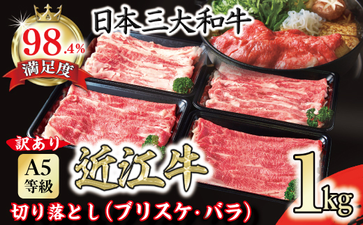 [訳あり]近江牛 A5 切り落とし スライス 食べ比べ ブリスケ&バラ 1kg[FO01U]
