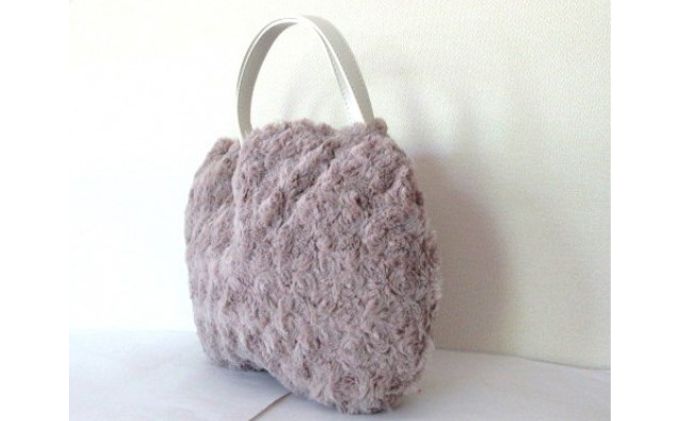 オリジナルネコ型トートバッグ　ローズファー グレー猫 ファッション かばん ふわふわ 手触り エコファー 珍しい 柔らかい おすすめ 