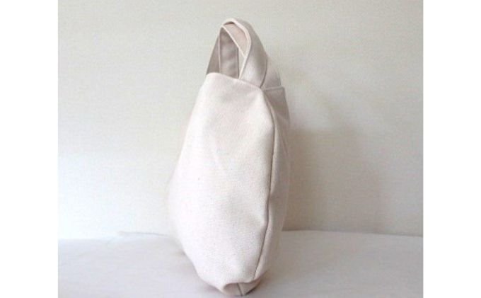 ネコ型帆布トートバッグ　白猫 ファッション かばん 国産 生地 厚手 ポケット 