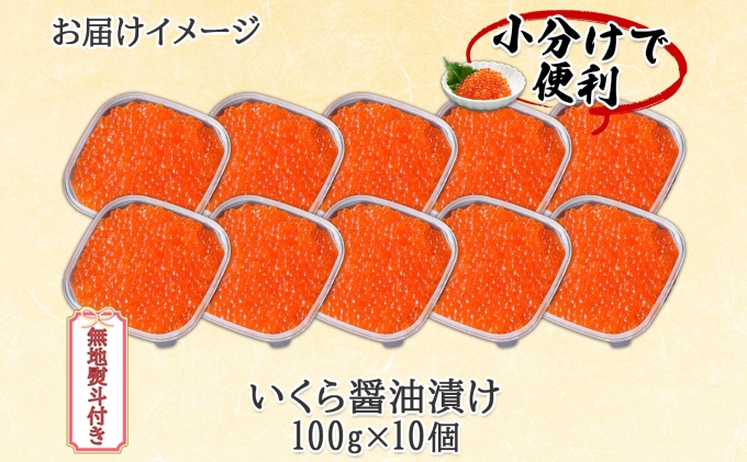 無地熨斗 北海道産 いくら醤油漬け 100g×10パック 計1kg 小分け パック イクラ 海鮮 魚卵 お取り寄せ お中元 お歳暮 蟹鮨加藤 送料無料 熨斗 のし 名入れ不可 北海道 倶知安町 