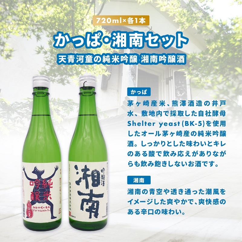 【湘南唯一の蔵元】熊澤酒造 かっぱ・湘南セット（720ml×各1本）天青河童の純米吟醸 湘南吟醸酒 お酒 日本酒 純米吟醸酒 アルコール こだわり 清酒 井戸 お米 