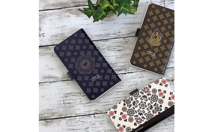 TENPYO PATTERN 抗ウィルススマホケース Lサイズ  天平文様 汎用スマホケース 抗菌 衛生的 ミラー付き カード収納ポケット付き iPhoneX iPhoneXS iPhoneXR iPhone11 iPhone11Pro 