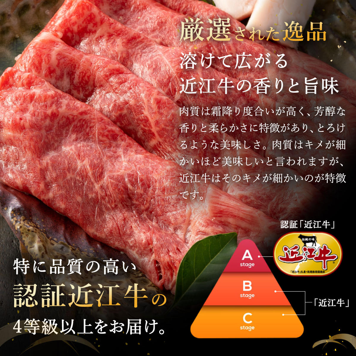 【年内発送】【4等級以上】【近江牛　ウデ】すき焼・しゃぶしゃぶ用【500ｇ】【BI02W】