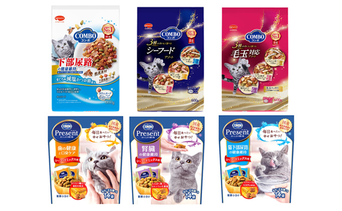 【静岡県袋井市】キャットフード:コンボ6種類アソート 日本ペットフード ネコ 猫 愛猫 ケア ペット えさ セット 健康 栄養  猫用 厳選素材 ドライフード おやつ 毛玉 口臭ケア 腎臓の健康維持 下部尿路の健康維持