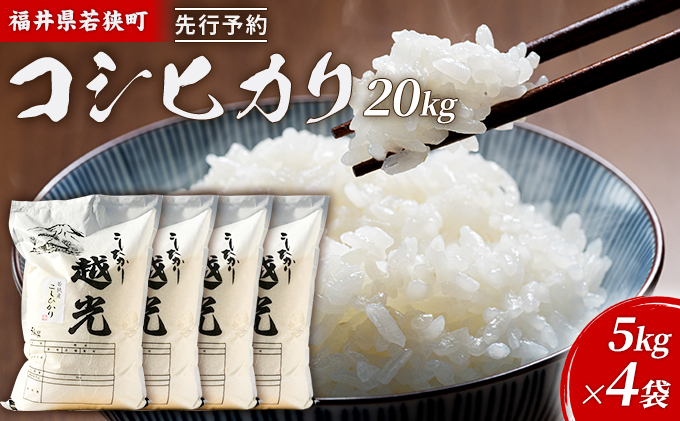 【福井県若狭町】令和7年産 福井県若狭町 コシヒカリ (一等米) 20kg(神谷農園) 5kg×4袋 お米 ブランド米 銘柄米 ご飯 おにぎり お弁当 産地直送 和食 主食