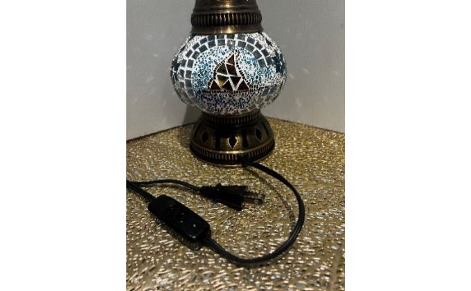 トルコランプCHIGASAKI インテリア テーブルランプ 明かり おしゃれ 置物 烏帽子岩デザイン さわやか 青 ブルー 店舗 お店 寝室 リビング 玄関 エキゾチック 