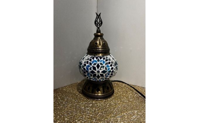 トルコランプCHIGASAKI インテリア テーブルランプ 明かり おしゃれ 置物 烏帽子岩デザイン さわやか 青 ブルー 店舗 お店 寝室 リビング 玄関 エキゾチック 