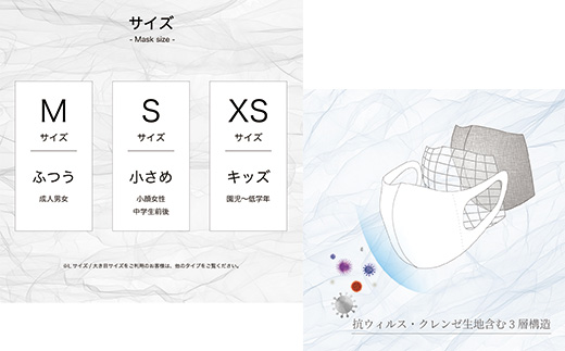 【XSサイズ】クレンゼマスク3枚 通気性 洗えるマスク