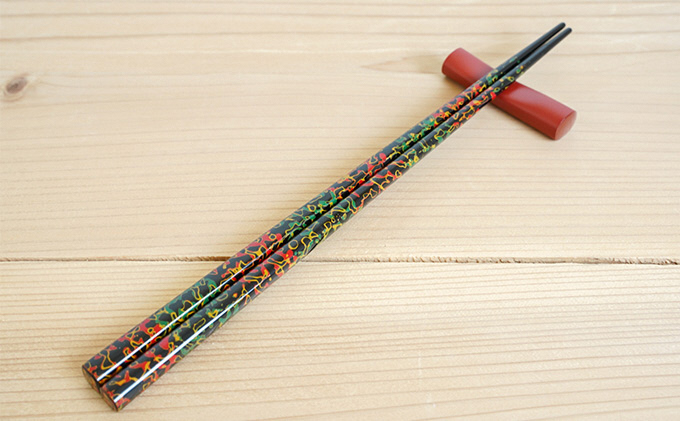 津軽塗　箸（大）1膳・唐塗 黒口呂上 工芸品 お箸 手作り 伝統技術 