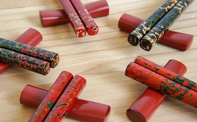 津軽塗　箸（大）1膳・唐塗 黒口呂上 工芸品 お箸 手作り 伝統技術 