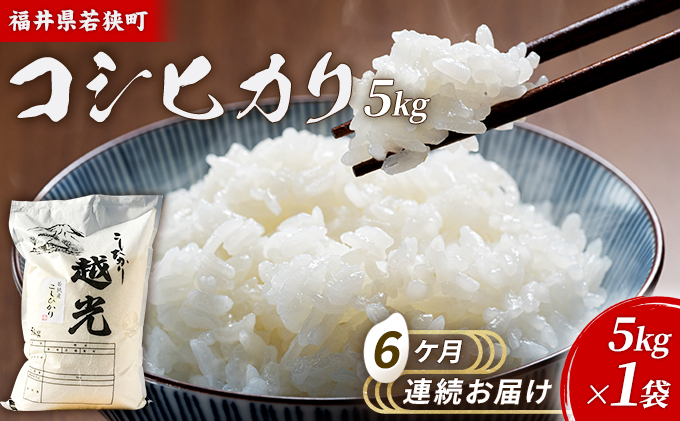【福井県若狭町】6ケ月連続 福井県若狭町 コシヒカリ (一等米) 5kg(神谷農園) お米 ブランド米 銘柄米 ご飯 おにぎり お弁当 産地直送 和食 主食