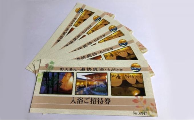 湯快爽快ちがさき　入浴ご招待券15枚 チケット 温泉利用券 温浴施設 日帰り入浴 天然温泉 高濃度炭酸泉 お出かけ 観光 休日 休息 癒し 