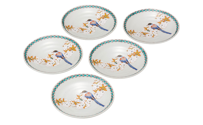 九谷焼　5.2号皿揃　花鳥 （5枚セット）a01 食器 キッチン雑貨 キッチンアイテム 雑貨 小物 お皿 丸皿 食卓 テーブルコーディネート 普段使い 贈り物 