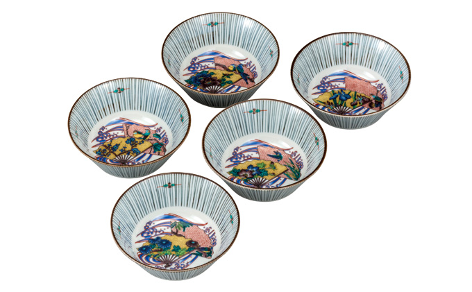 九谷焼 3.2号皿揃 吉田屋椿に鳥 （5枚セット）a01 工芸品 （石川