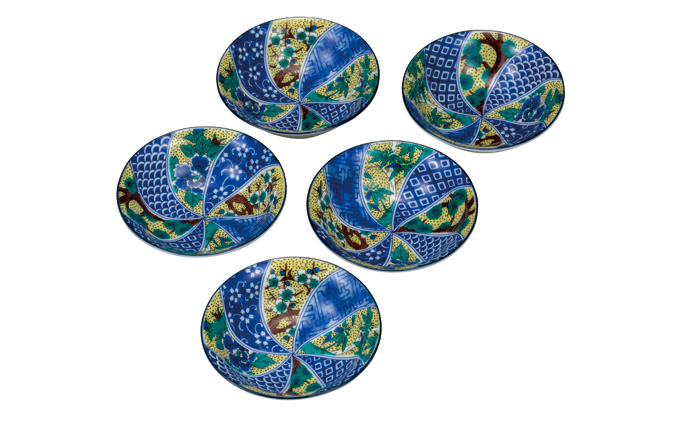 九谷焼　4.8号小鉢揃　吉田屋松竹梅 （5枚セット）a01 食器 キッチン雑貨 キッチンアイテム 雑貨 小物 お皿 小皿 食卓 テーブルコーディネート 