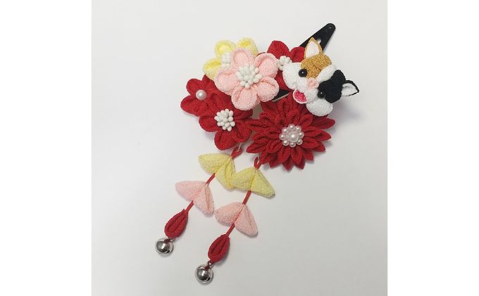 七五三ネコ髪飾り 2点セット 雑貨 ヘアアクセサリー ヘッドアクセサリー 小物 お花 卒園式 お正月 お祝い事 お祭り 女の子 女児 キッズ 