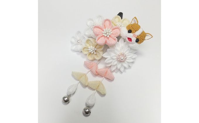 七五三ネコ髪飾り 2点セット 雑貨 ヘアアクセサリー ヘッドアクセサリー 小物 お花 卒園式 お正月 お祝い事 お祭り 女の子 女児 キッズ 