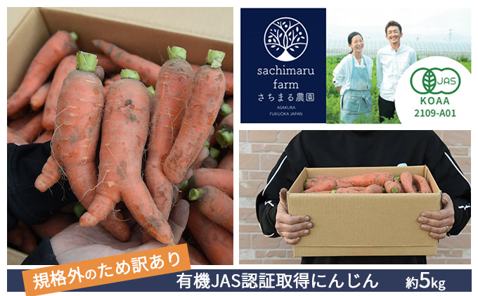 【福岡県朝倉市】訳あり 規格外 にんじん 約5kg 有機JAS認証取得 栽培期間中農薬 除草剤 化学肥料不使用 野菜 食材 緑黄色野菜 国産野菜 えぐみがない 甘い人参 産地直送 キャロット ベジタブル