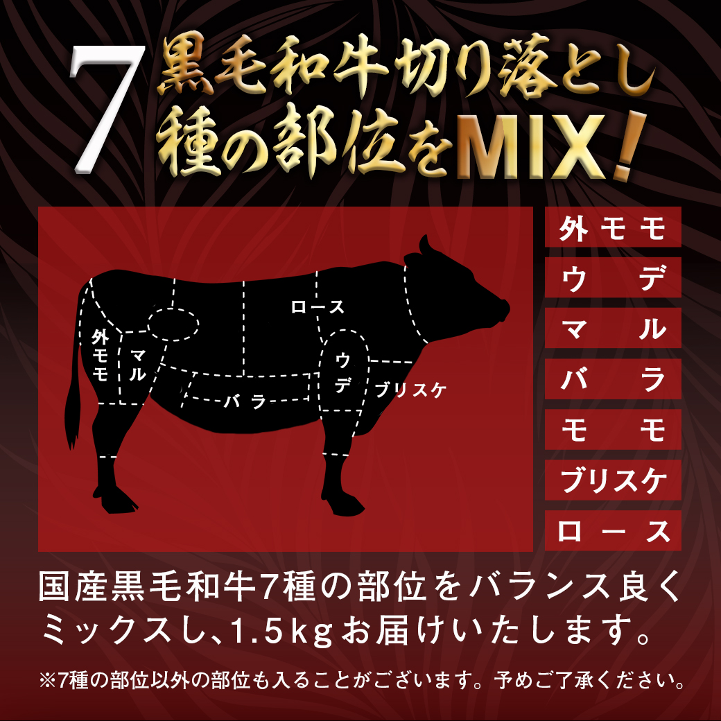 宮崎県都城市のふるさと納税 【黒毛和牛】切り落とし1.5kg(250g×6パック)≪みやこんじょ特急便≫_MJ-I903-Q
