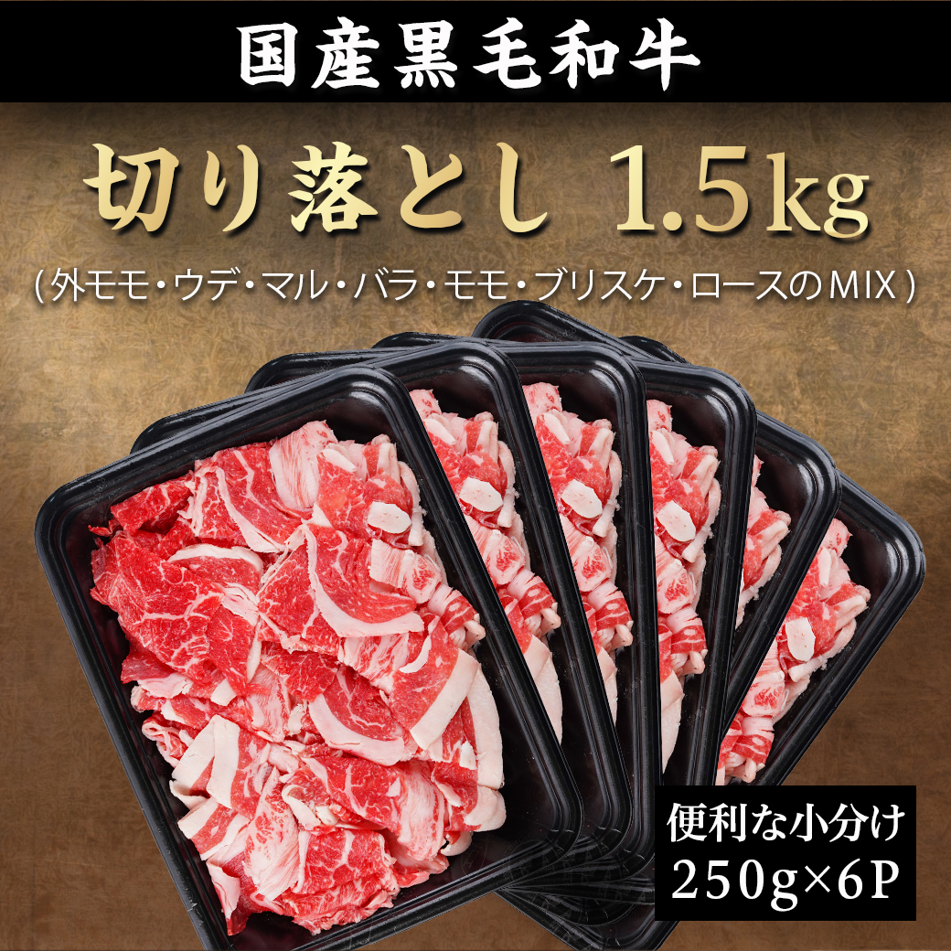 宮崎県都城市のふるさと納税 【黒毛和牛】切り落とし1.5kg(250g×6パック)≪みやこんじょ特急便≫_MJ-I903-Q
