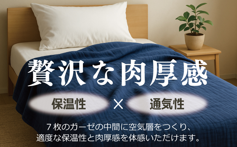 大阪府泉佐野市のふるさと納税 高級泉州タオル ラガマフィン 高級ガーゼケット ネイビー【国産 日用品 上質 タオル 国内製造】 099H2466