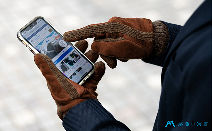 【KURODA】藤巻百貨店別注 やぎ革スウェードメンズグローブ スマホ対応モデル ファッション ファッション小物 