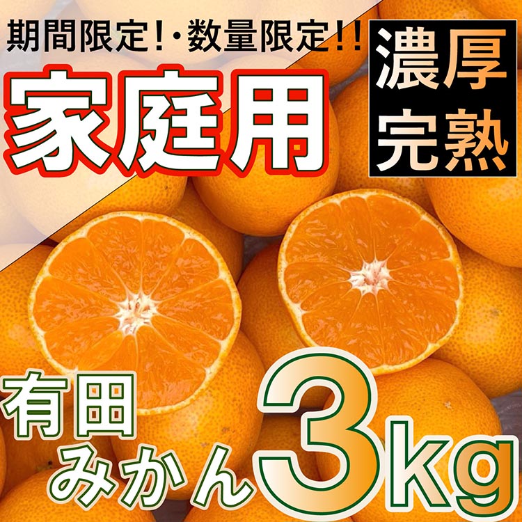 北真農園 有田みかん 家庭用 3kg 濃厚完熟 お試しサイズ ORYY推奨 ※2025年11月上旬～12月下旬頃に順次発送予定