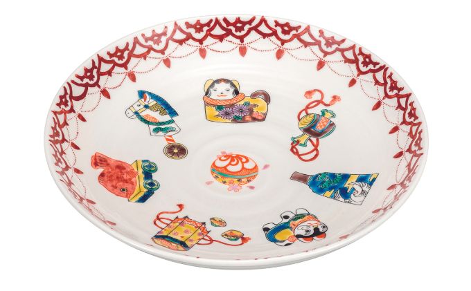 九谷焼　 9号盛皿　玩具尽くし　a01　双鳩窯 食器 キッチン雑貨 キッチンアイテム 雑貨 お皿 食卓 テーブルコーディネート 盛り付け 