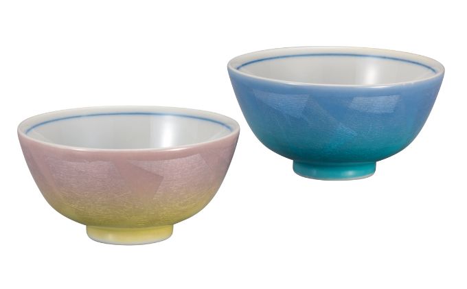 九谷焼　 組飯碗　二色銀彩 食器 キッチン雑貨 キッチンアイテム 雑貨 食卓 テーブルコーディネート ペア茶碗 夫婦茶碗 